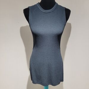 Aritzia Wilfred Womens Palmier Sleeveless Sweater Vest Tunic XXS Slate Blue Knit